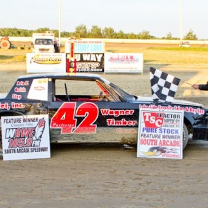 Photo of a winner at previous South Arcade Speedway