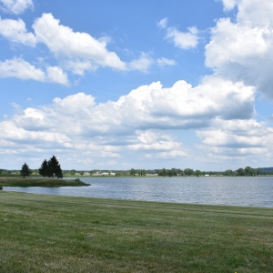Lake Flavia on a cloudy summer day