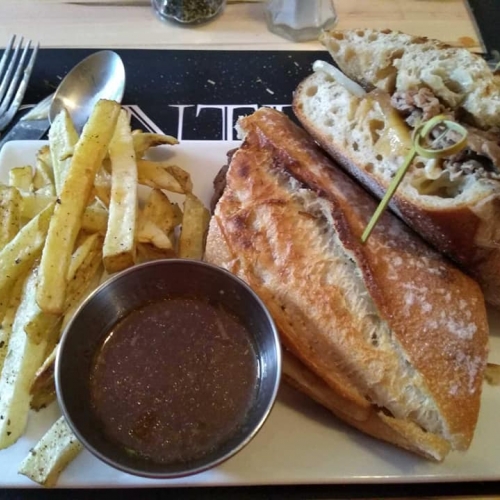 Photo of sandwich and fries