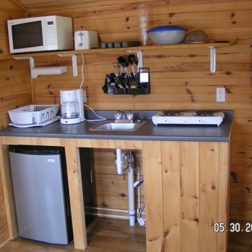 Photo of the kitchenette in a cabin at Elkdale RV Resort