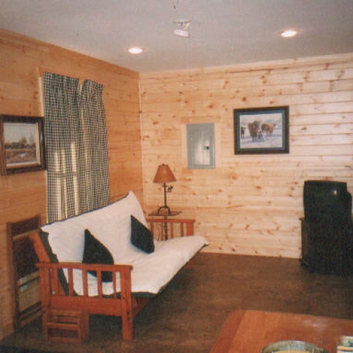 Living room in one of the cabins