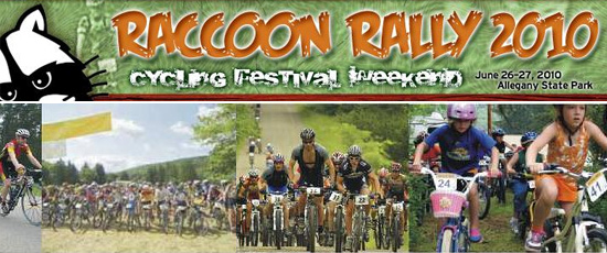 Collage for the Raccoon Rally Cycling Festival at Allegany State Park